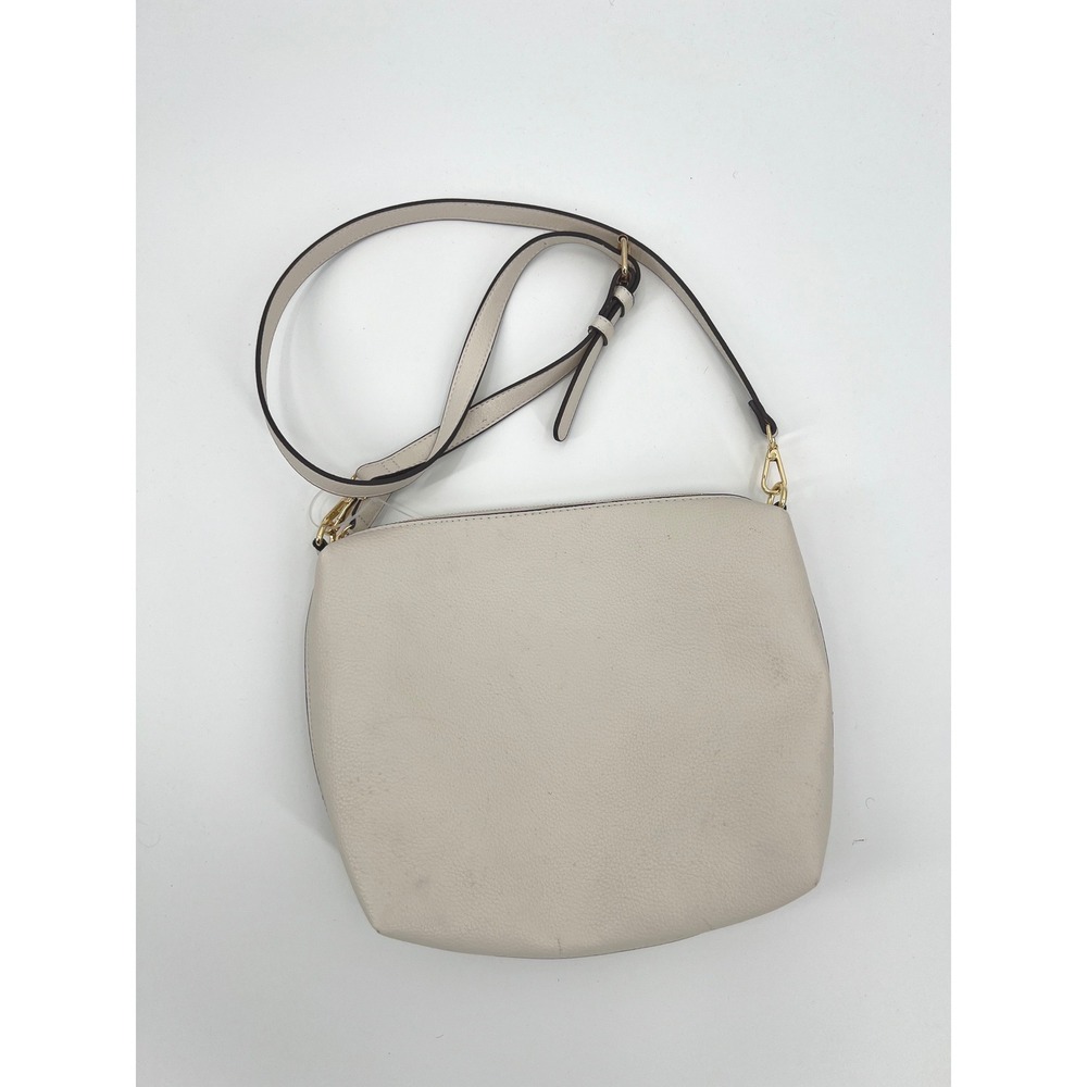 Steve Madden Cream Pebbled Faux Leather Crossbody Bag‎ Gold Hardware Zip Top